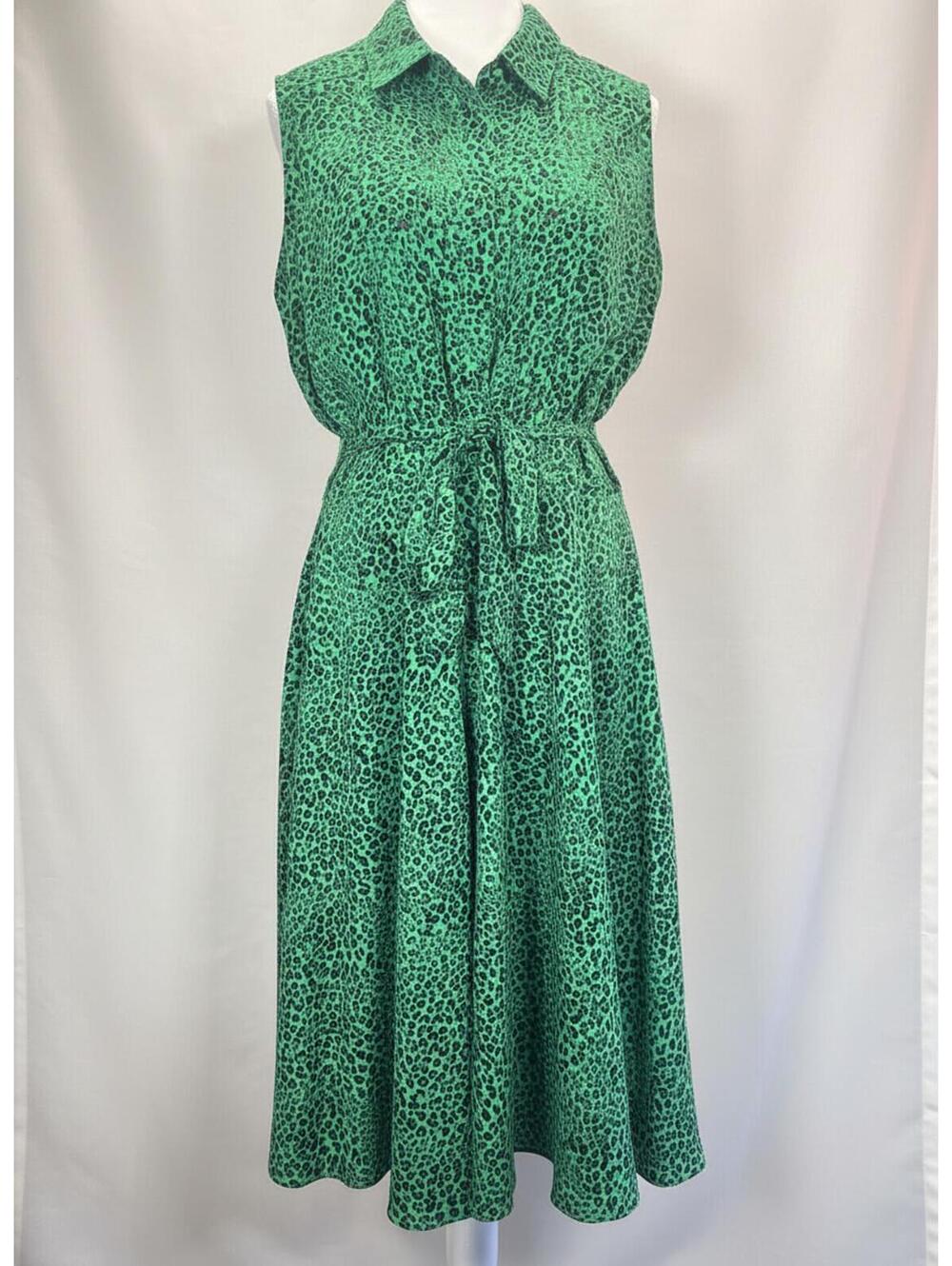 Nanette Lepore Sleeveless Green Animal Print Dress Women's Size 12
